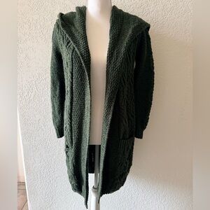 SAOL IRELAND Forest Green Hooded Cardigan Women’s Size XS